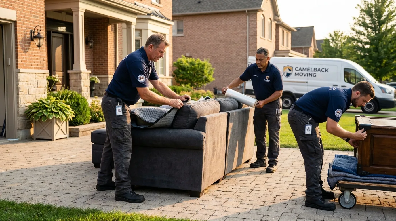 Large estate moving crew wrapping furniture in Tucson, AZ